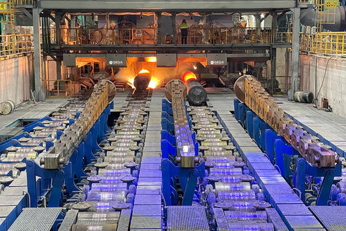 GEGA torch cutting machines at 4-strand bloom cutting plant GEGA torch cutting machines at 4-strand bloom cutting plant