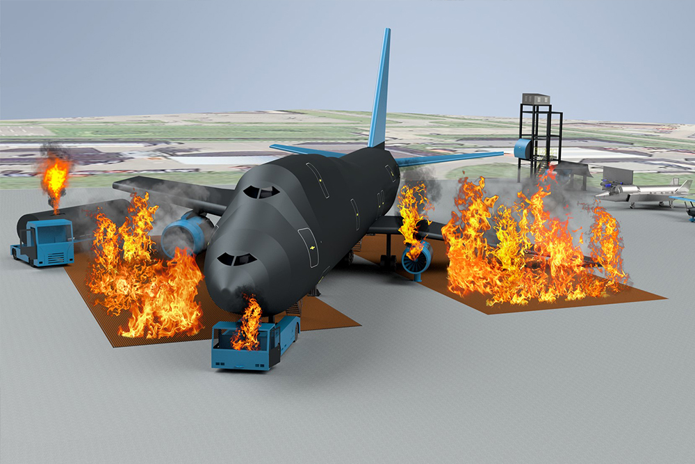Alpine Metal Tech - Simulation - Aircraft live fire and rescure simulator - Schiphol Airport Alpine Metal Tech - Simulation - Aircraft live fire and rescure simulator - Schiphol Airport