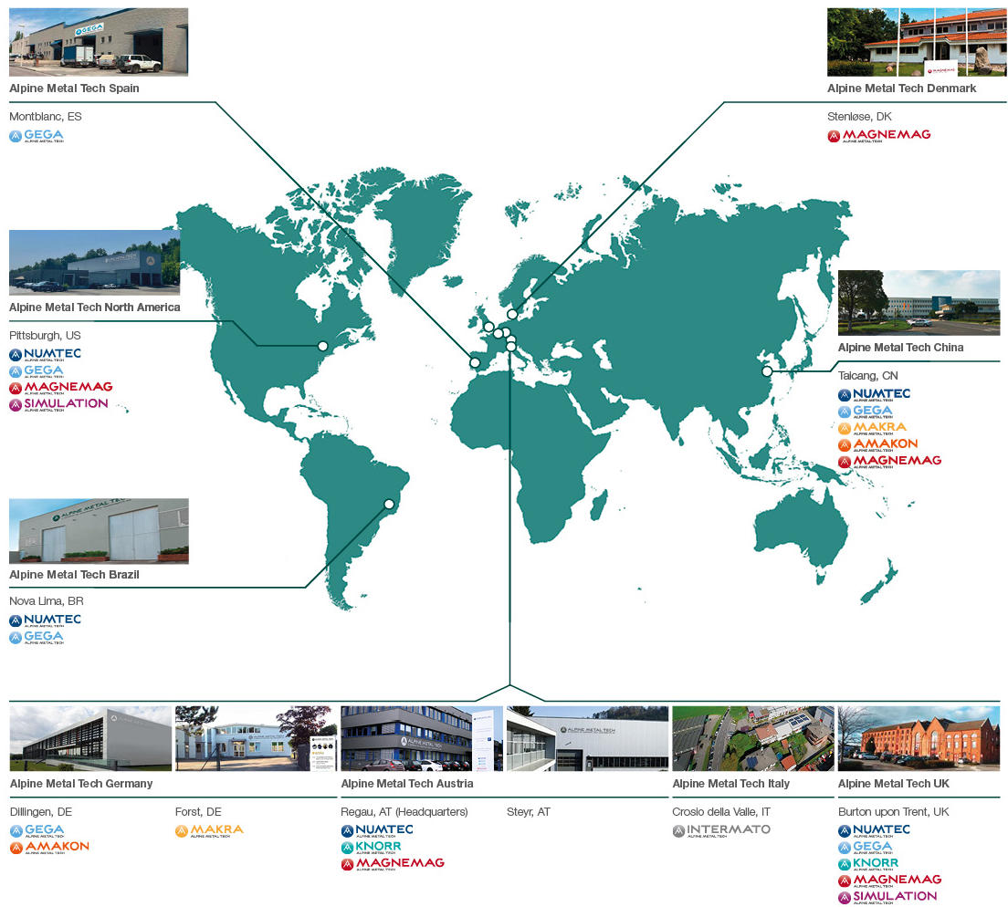 Alpine Metal Tech Standorte weltweit