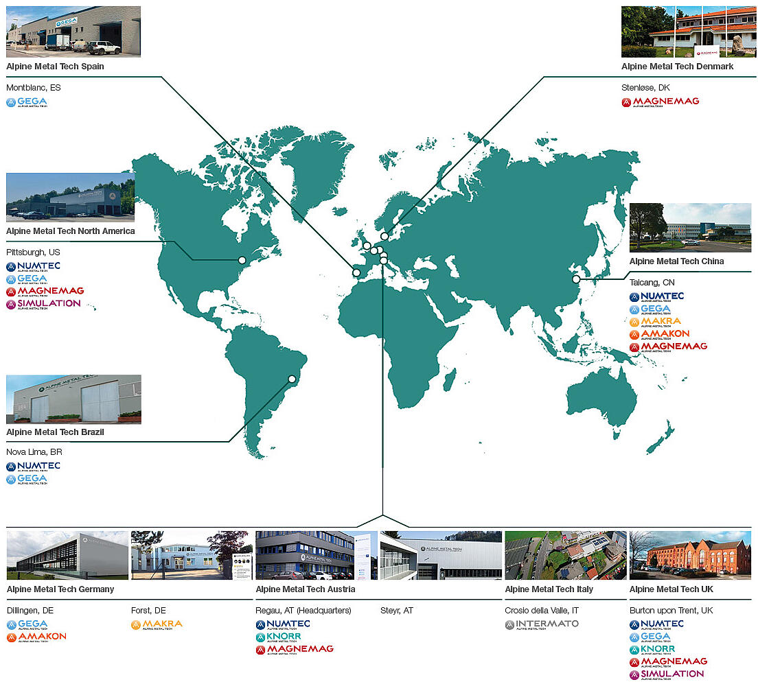 Alpine Metal Tech Standorte weltweit