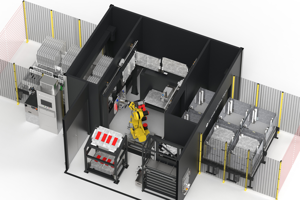 Dichtprüfungs-Automatisierungszelle für Batteriewannen Dichtprüfungs-Automatisierungszelle für Batteriewannen