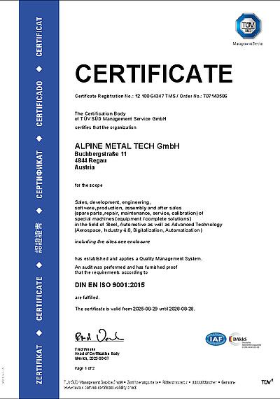 ISO 9001:2015 | Main Certificate | All Locations (pdf)